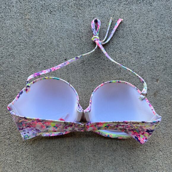 Victoria's Secret 34DD Neon Watercolor The Flirt Beandeau Bikini Top Push Up - Picture 2 of 4
